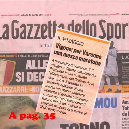 La Gazzatta dello Sport - 23 aprile 2011
